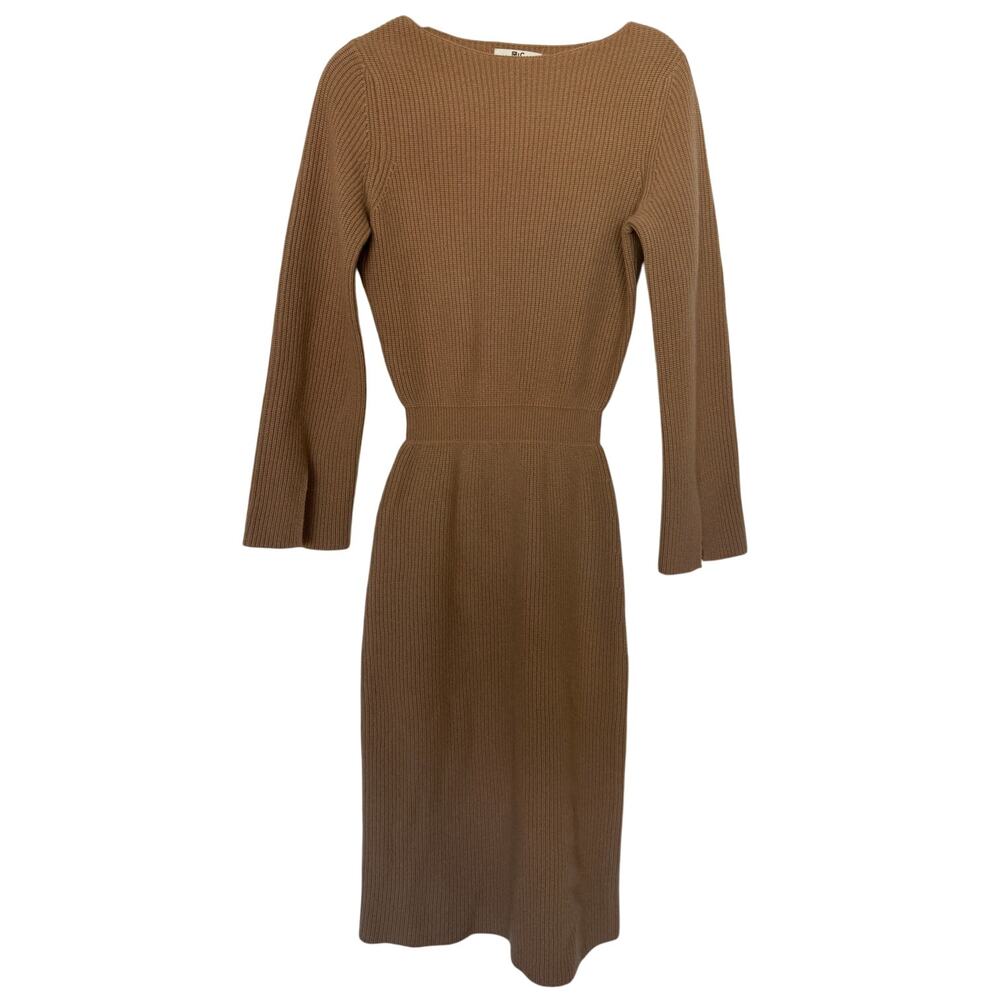 Uniqlo:C XS Tan 100% Wool Ribbed Knit Midi Dress